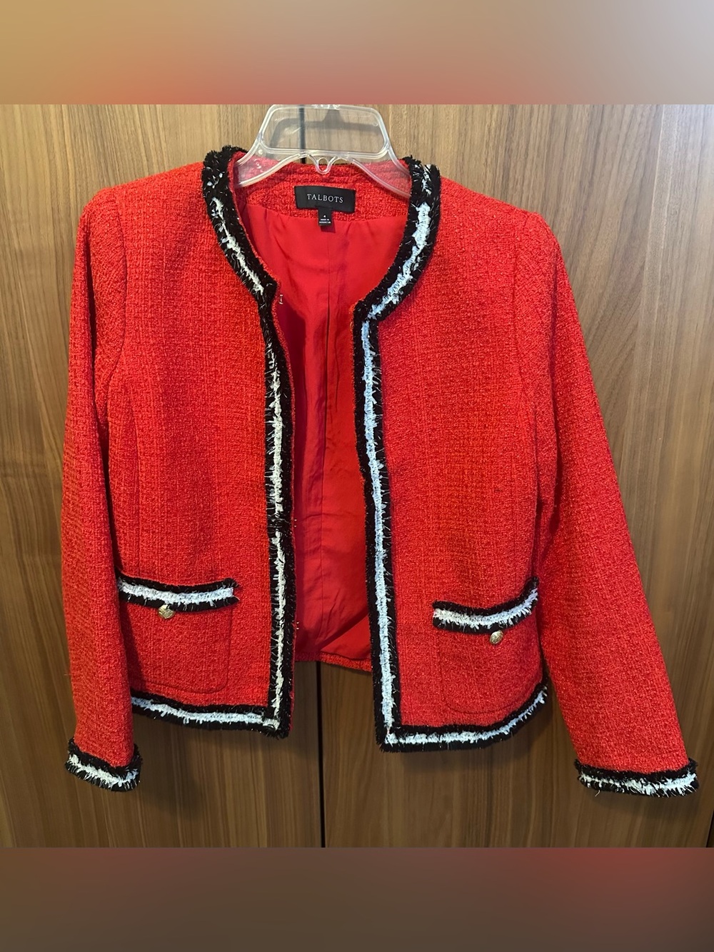 Talbots FRINGE STRIPE TWEED JACKET